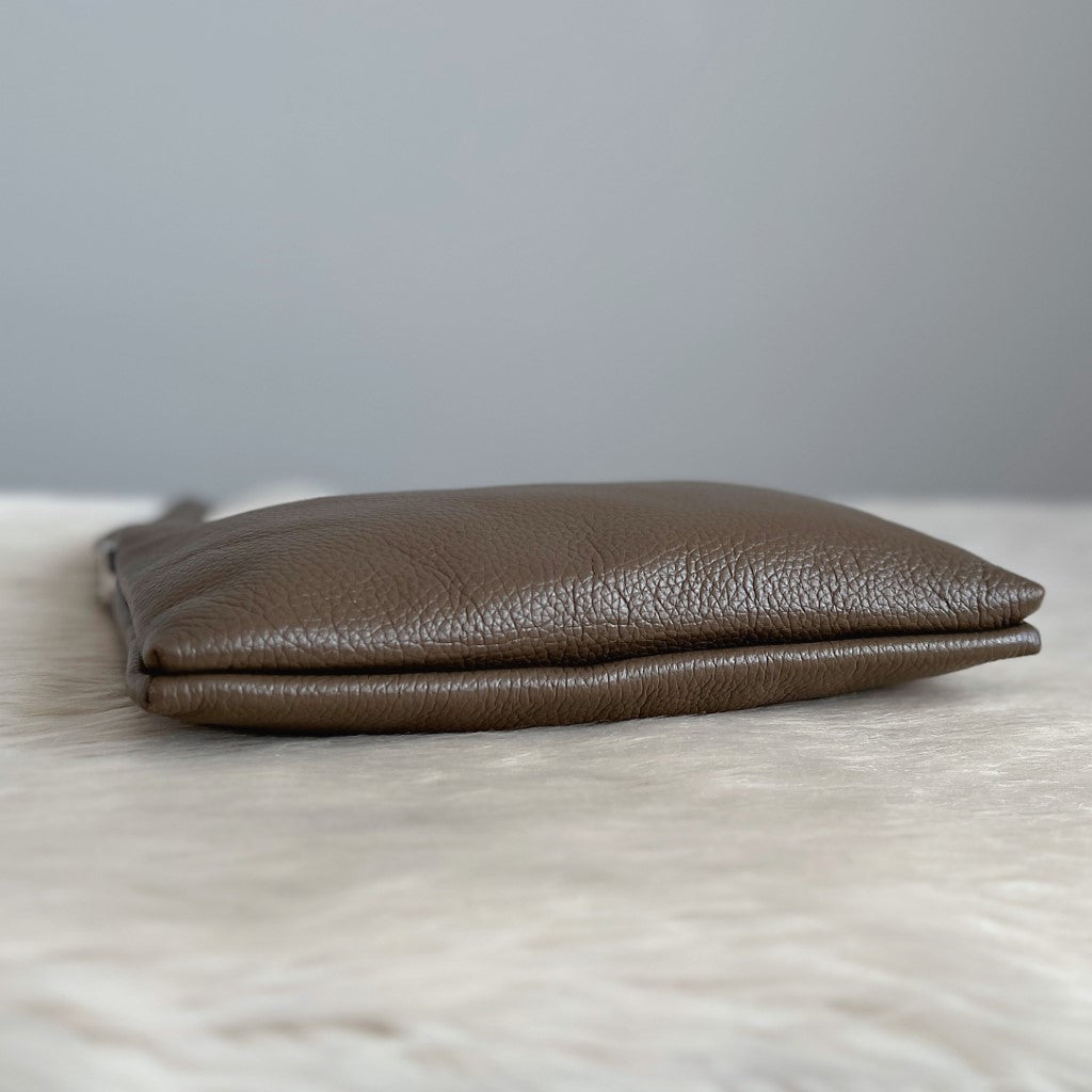 Marc Jacobs Taupe Leather Double Compartment Crossbody Shoulder Bag