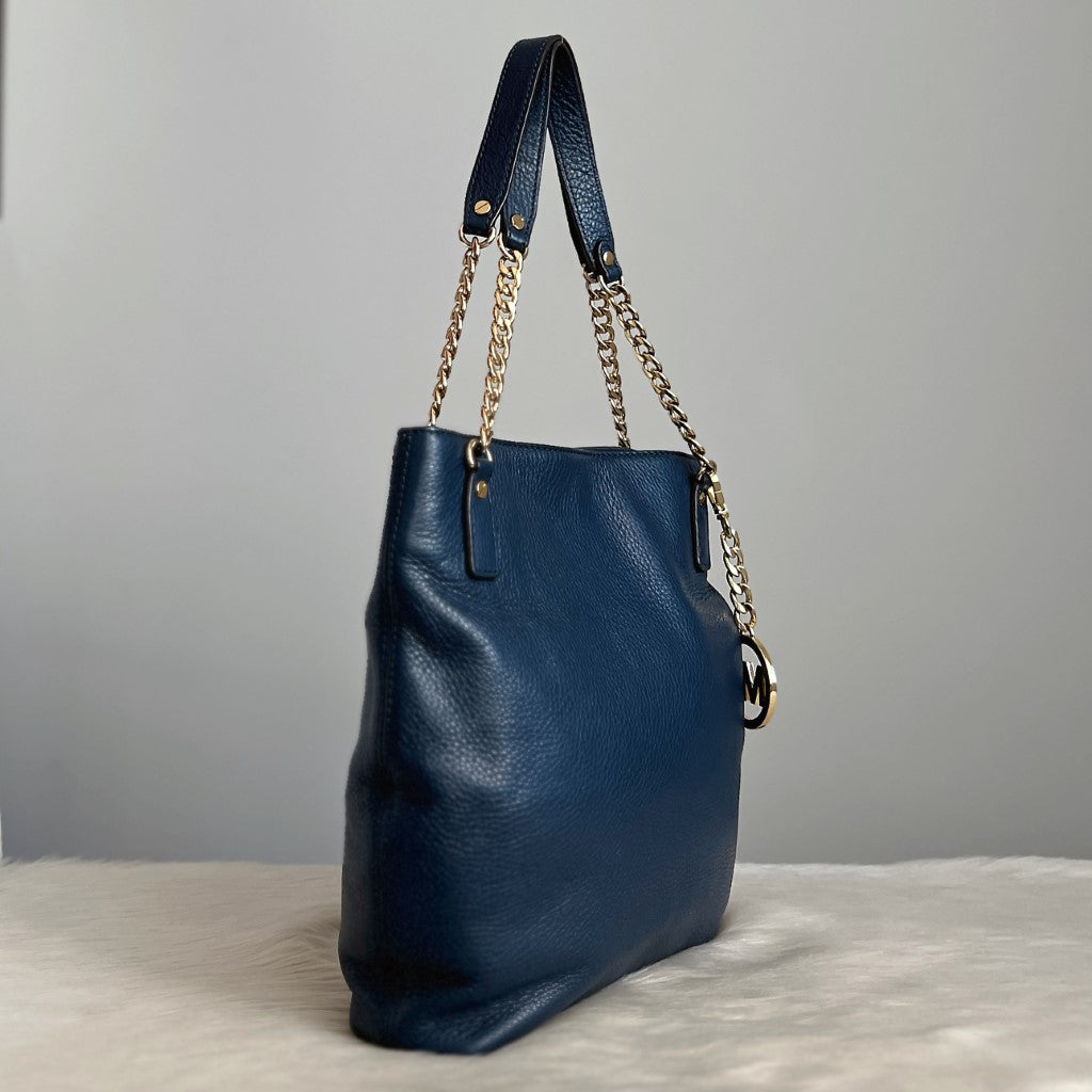 Michael Kors Navy Leather Tassel Charm Detail 2 Way Shoulder Bag Excellent