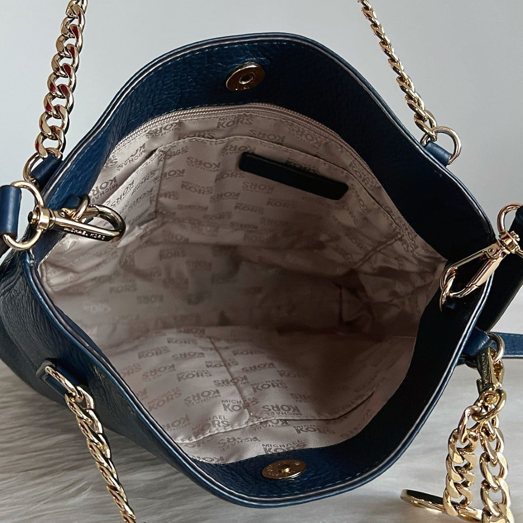 Michael Kors Navy Leather Tassel Charm Detail 2 Way Shoulder Bag Excellent