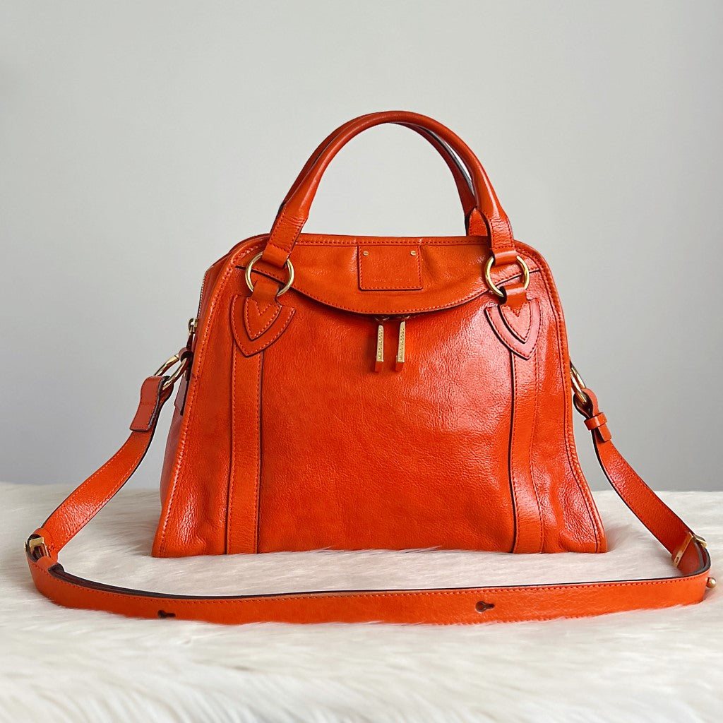Marc Jacobs Orange Leather Front Compartment 2 Way Shoulder Bag