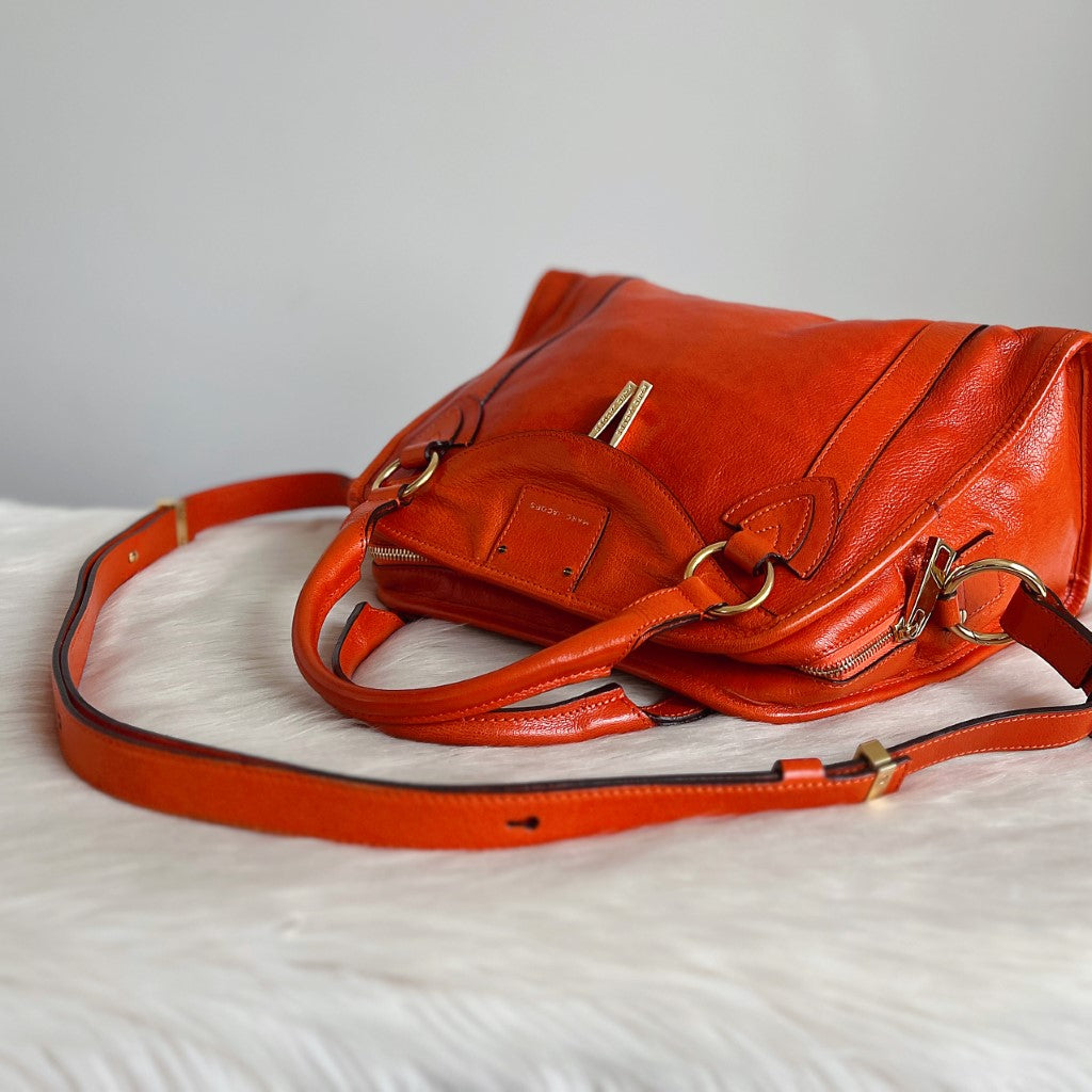 Marc Jacobs Orange Leather Front Compartment 2 Way Shoulder Bag