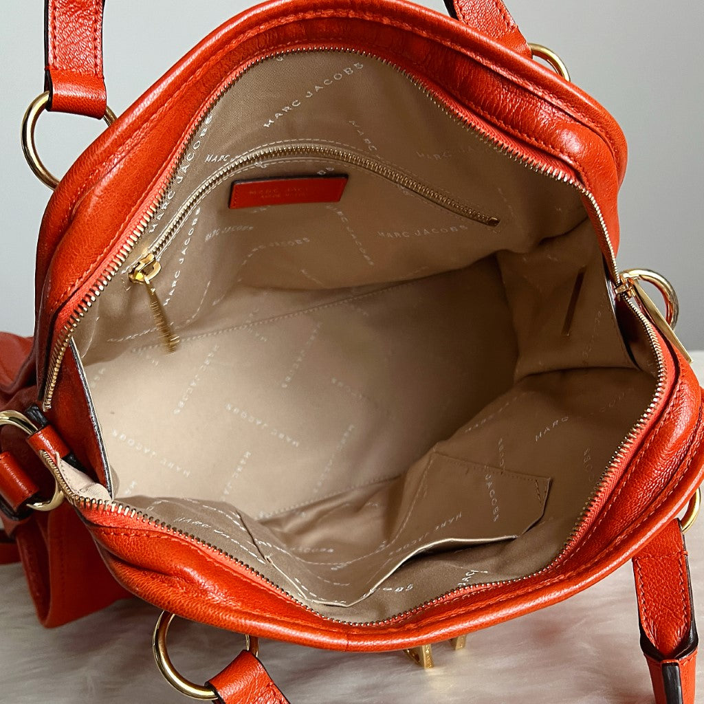 Marc Jacobs Orange Leather Front Compartment 2 Way Shoulder Bag