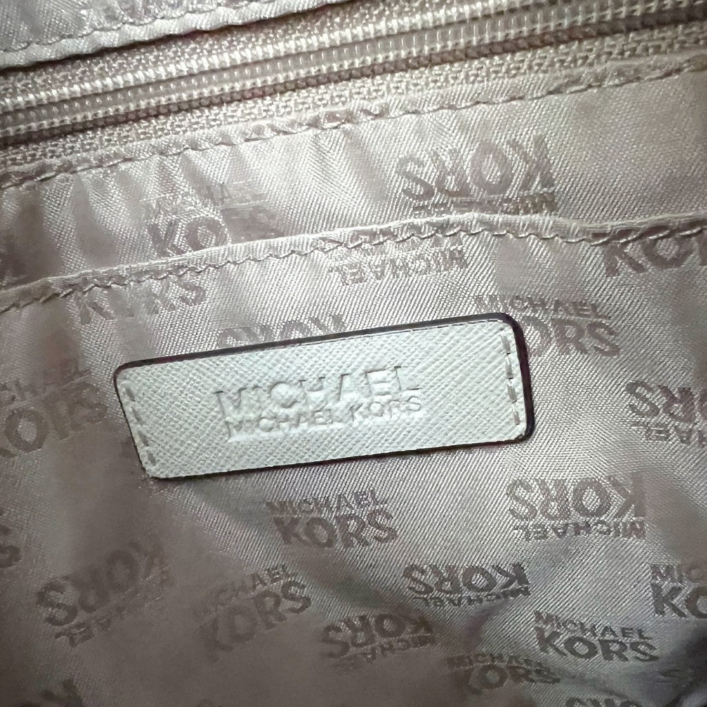Michael Kors White Leather Tassel Charm Detail Crossbody Shoulder Bag