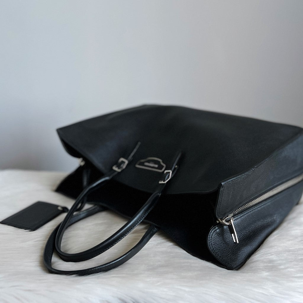 Balenciaga Black Leather Motorcycle Large Booktote Shoulder Bag Excellent