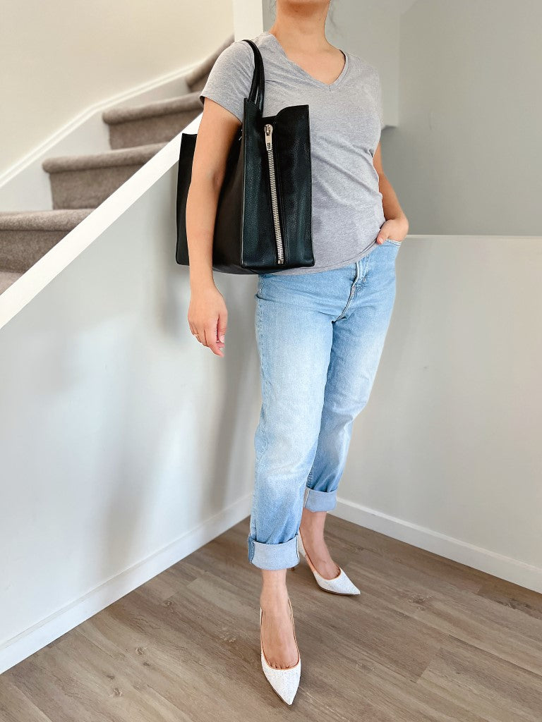 Balenciaga Black Leather Motorcycle Large Booktote Shoulder Bag Excellent