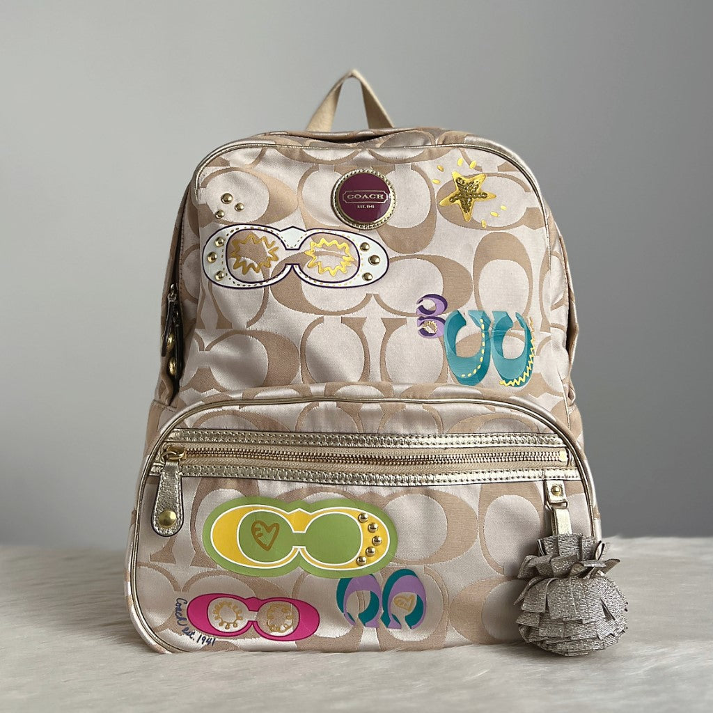 Coach Monogram Playful Pattern Multi-Compartment Backpack