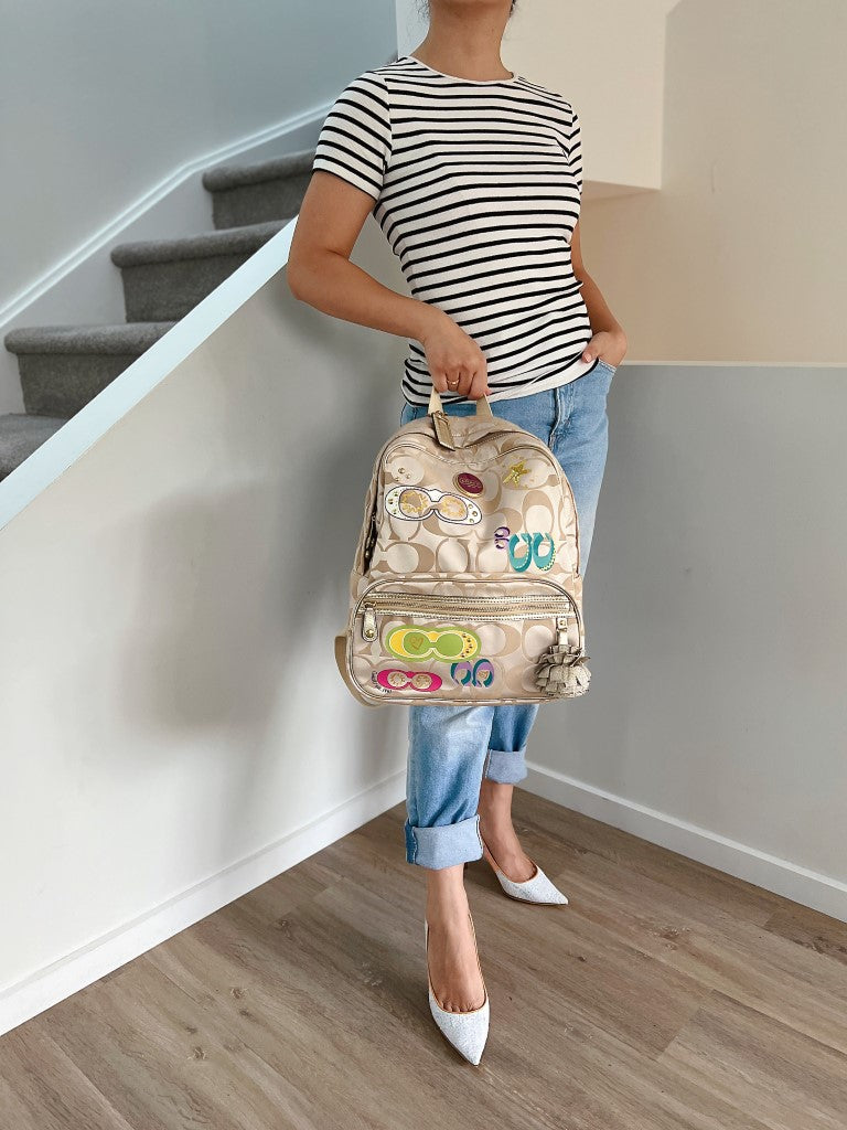 Coach Monogram Playful Pattern Multi-Compartment Backpack
