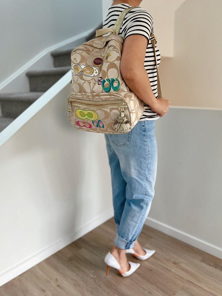 Coach Monogram Playful Pattern Multi-Compartment Backpack