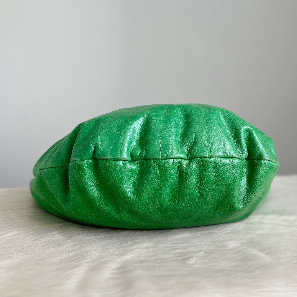 Marc Jacobs Lime Green Leather Turn Lock Large 2 Way Shoulder Bag