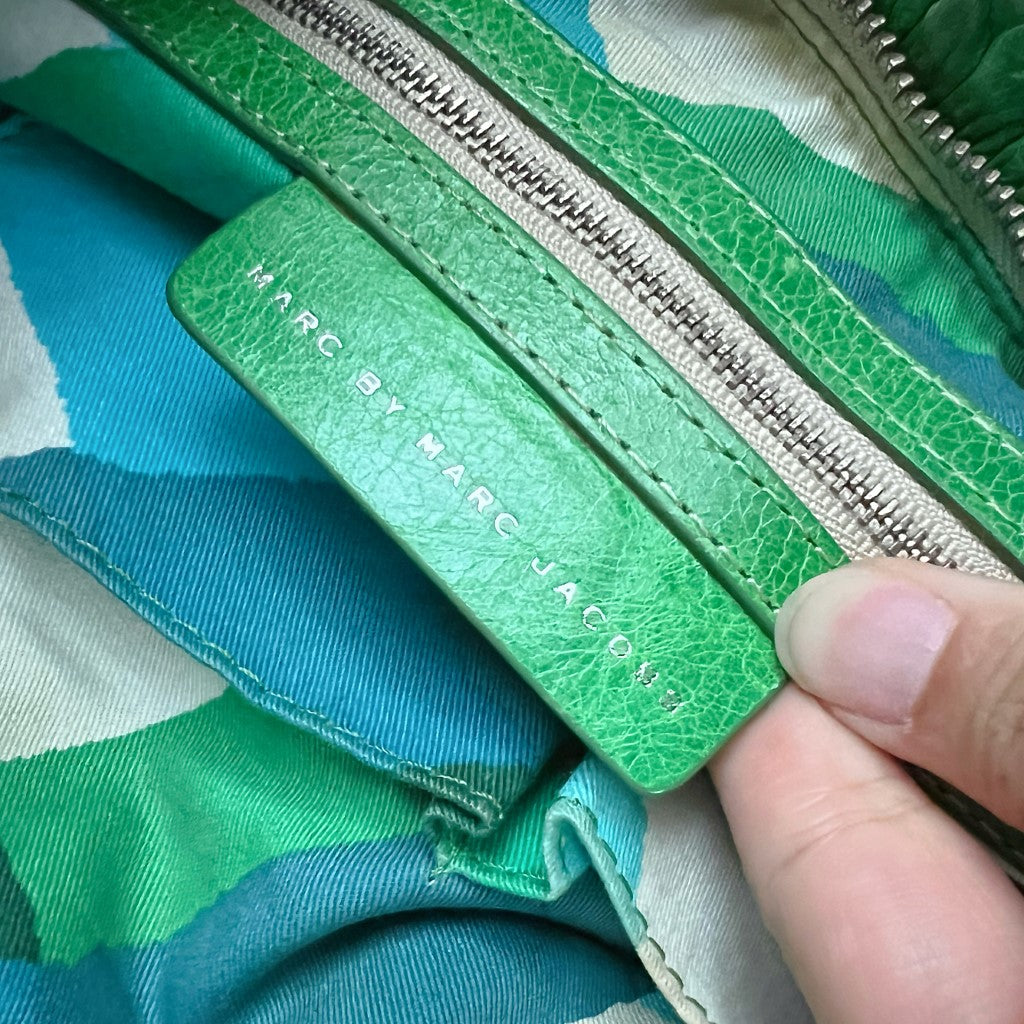 Marc Jacobs Lime Green Leather Turn Lock Large 2 Way Shoulder Bag