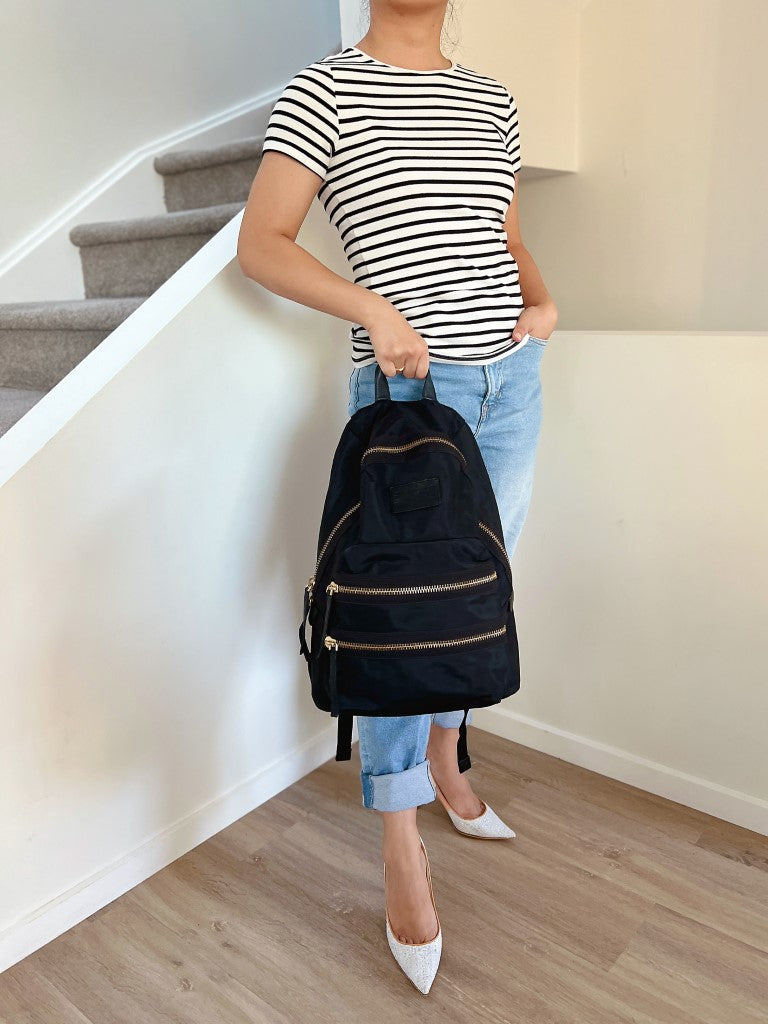 Marc Jacobs Black Layered Zip Detail Backpack