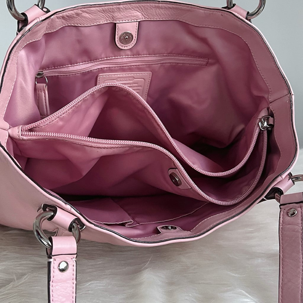 Coach Pink Leather Triple Compartment Shoulder Bag