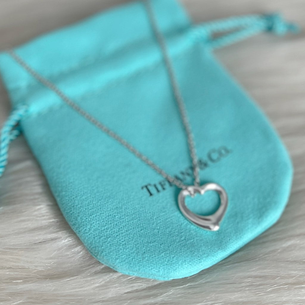 Tiffany & Co. Elsa Peretti Silver Open Heart Necklace Excellent