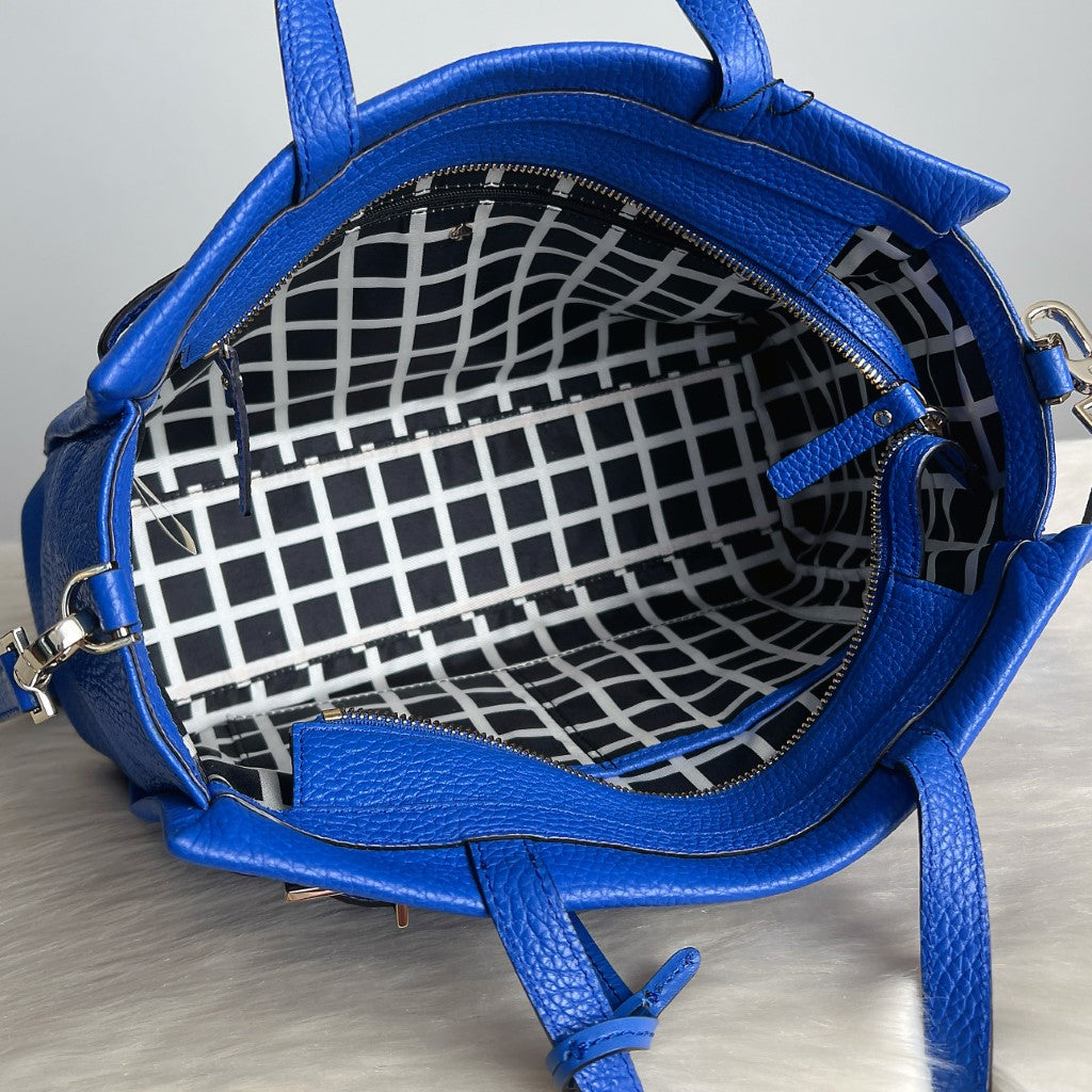 Kate Spade Blue Leather Front Logo Career 2 Way Shoulder Bag New with Tags