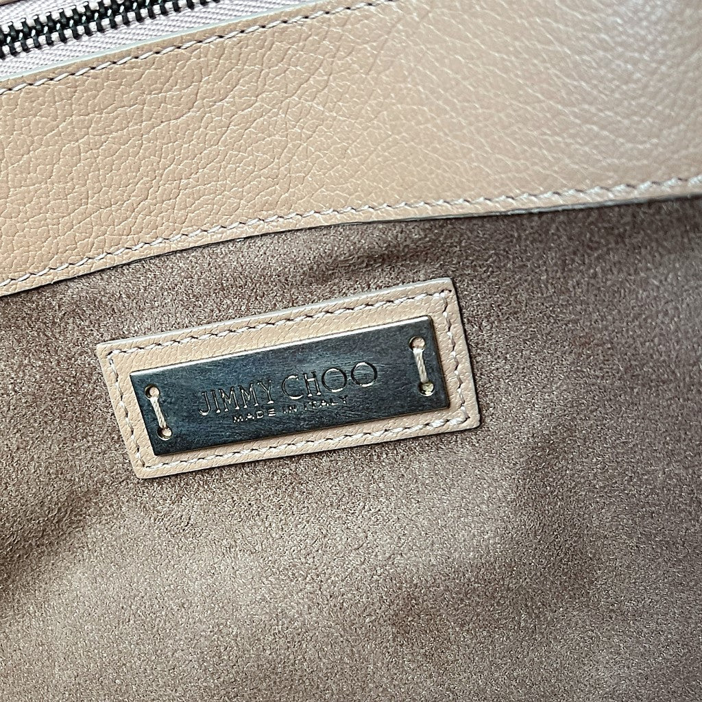 Jimmy Choo Nude Leather Front Buckle 2 Way Shoulder Bag Excellent