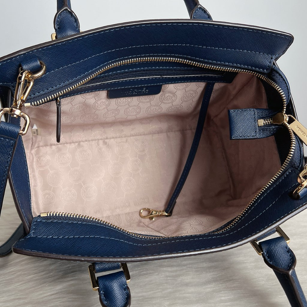 Michael Kors Navy Leather Career 2 Way Shoulder Bag Like New