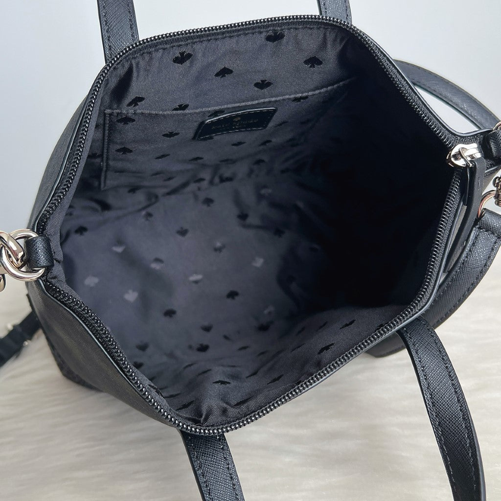 Kate Spade Black Leather Sequined Detail 2 Way Shoulder Bag Like New