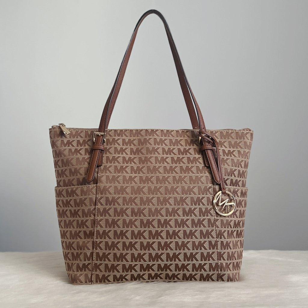Michael Kors MK Monogram Charm Detail Shoulder Bag Excellent