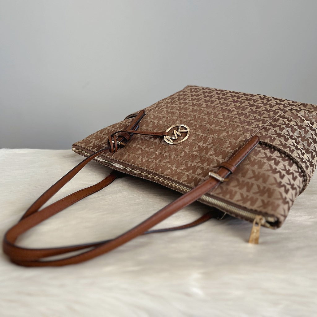 Michael Kors MK Monogram Charm Detail Shoulder Bag Excellent