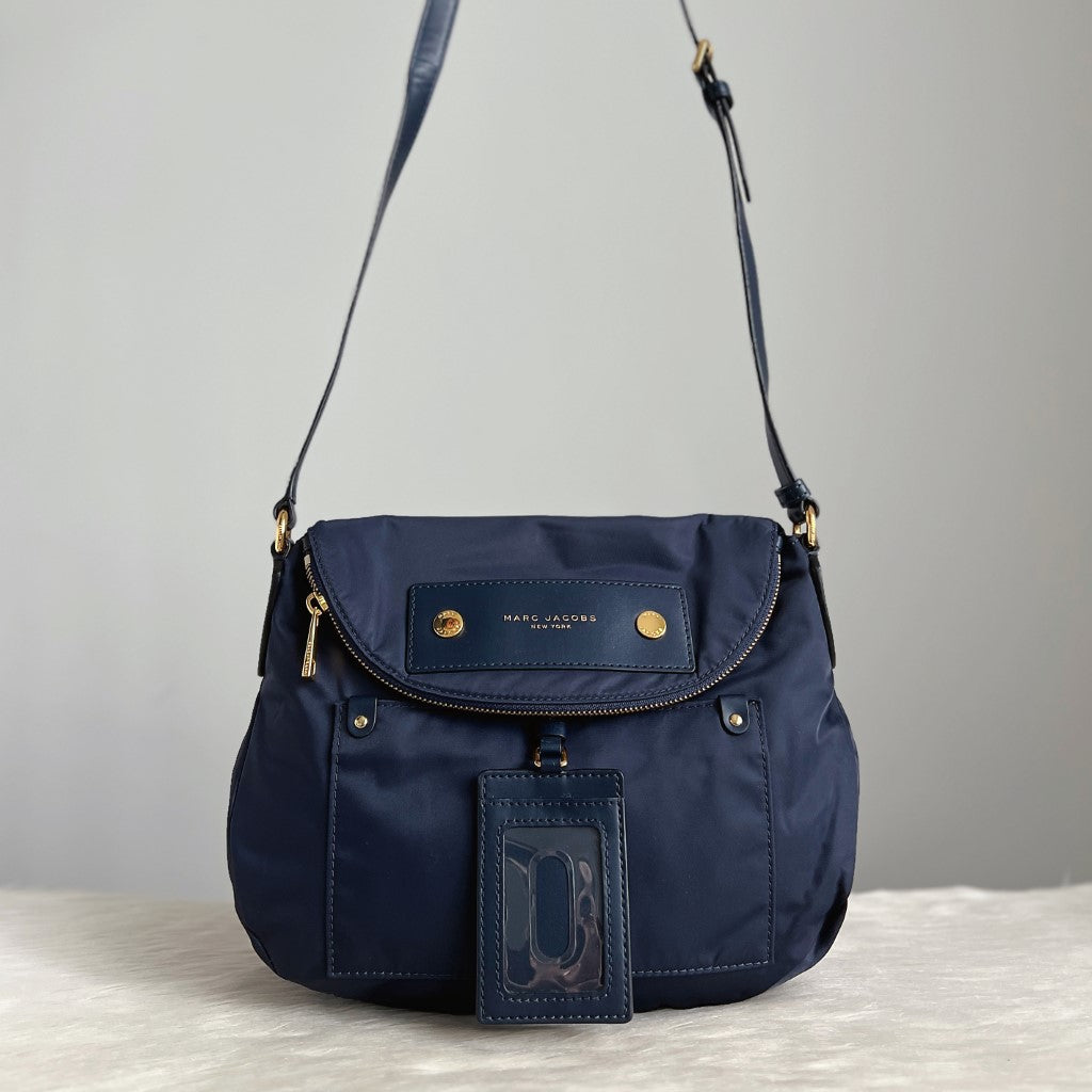 Marc Jacobs Navy Front Patch Zip Flap Crossbody Shoulder Bag Excellent