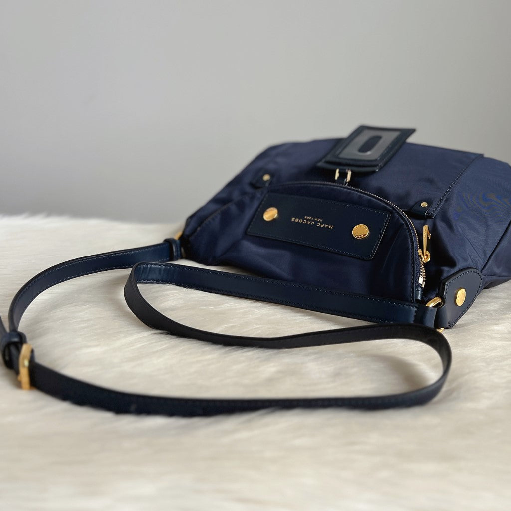 Marc Jacobs Navy Front Patch Zip Flap Crossbody Shoulder Bag Excellent