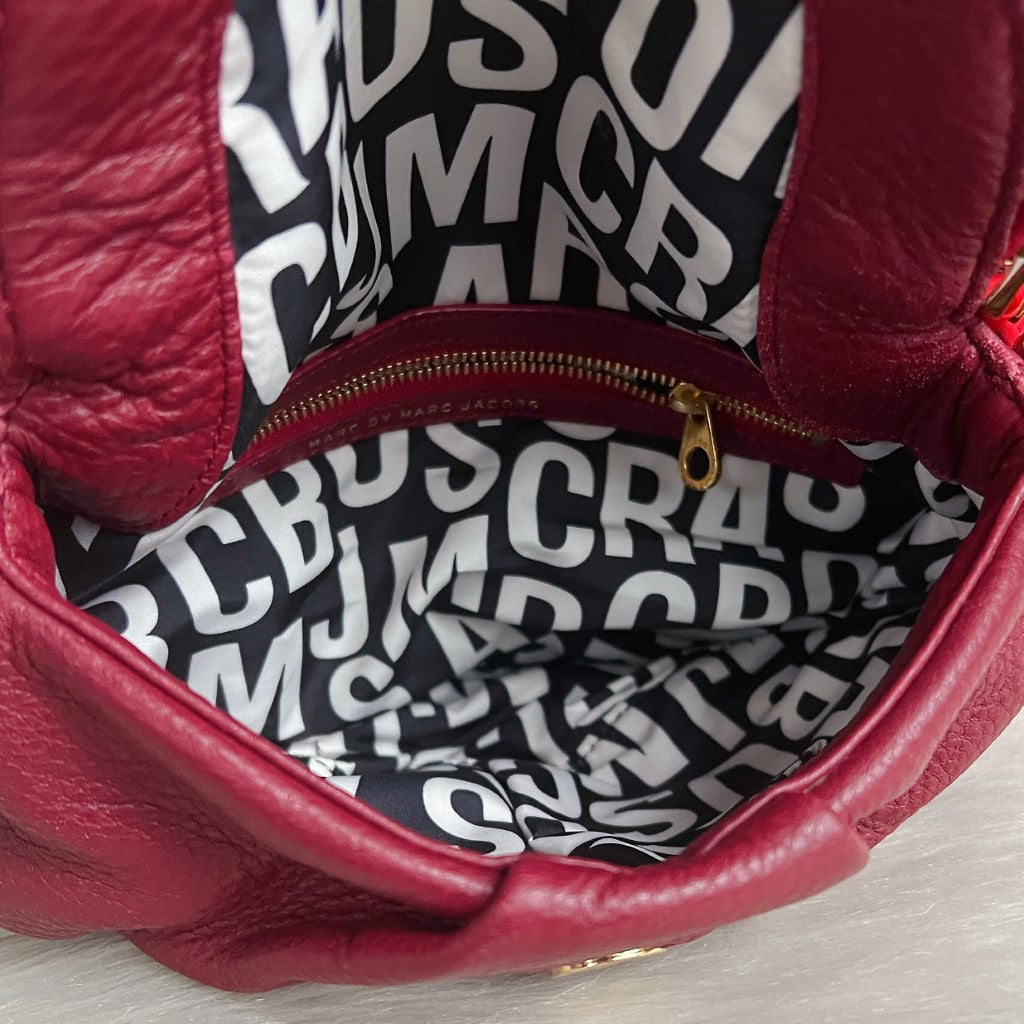 Marc Jacobs Two Tone Leather Front Logo Zip Flap Crossbody Shoulder Bag