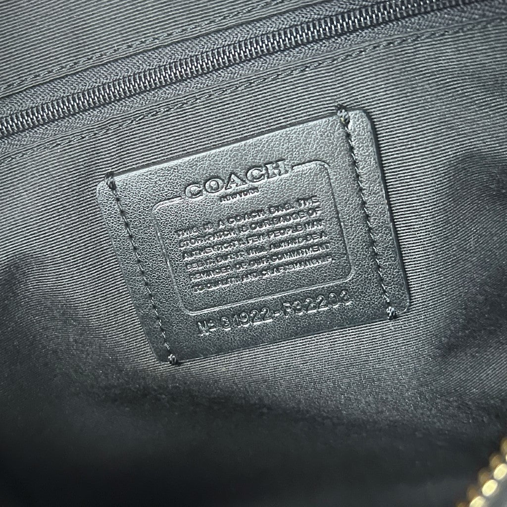 Coach Black Leather Monogram Patchwork Boston 2 Way Shoulder Bag Excellent