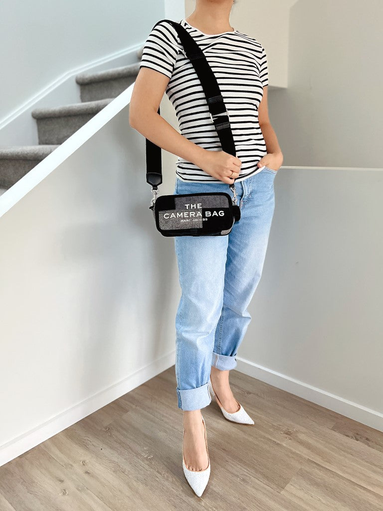 Marc Jacobs Two Tone Canvas Camera Crossbody Shoulder Bag Excellent