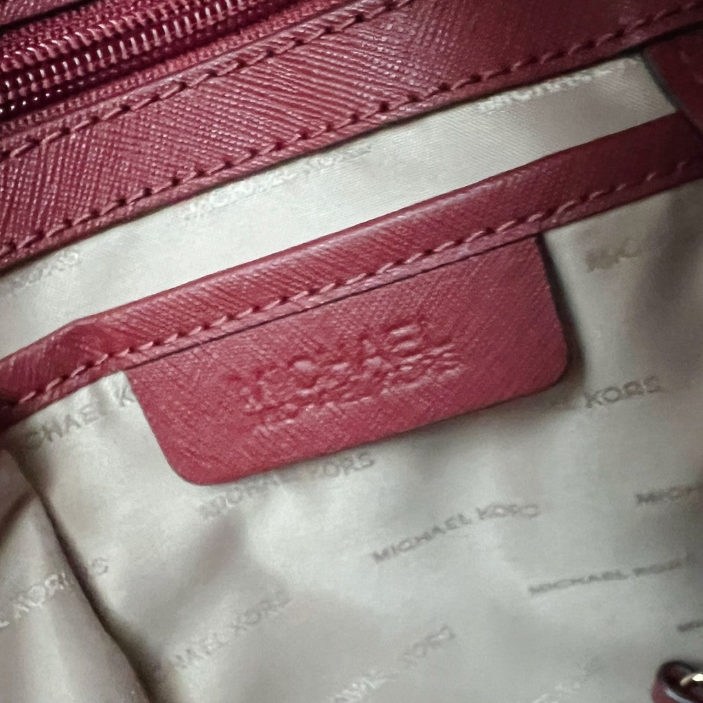 Michael Kors Rust Leather Triple Compartment Career 2 Way Shoulder Bag