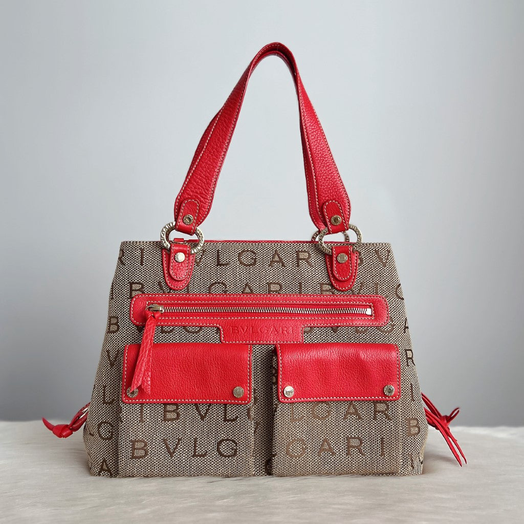 Bvlgari Strawberry Leather Monogram Becky Shoulder Bag