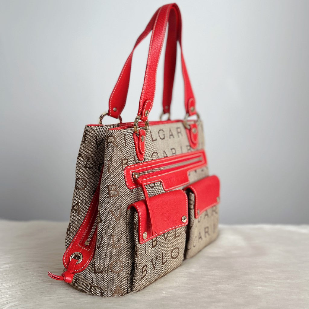Bvlgari Strawberry Leather Monogram Becky Shoulder Bag