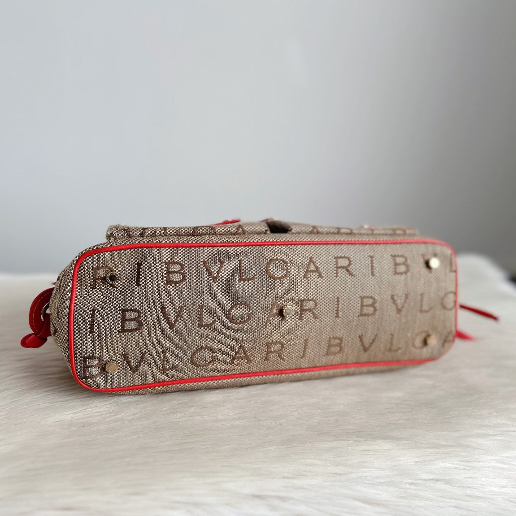 Bvlgari Strawberry Leather Monogram Becky Shoulder Bag