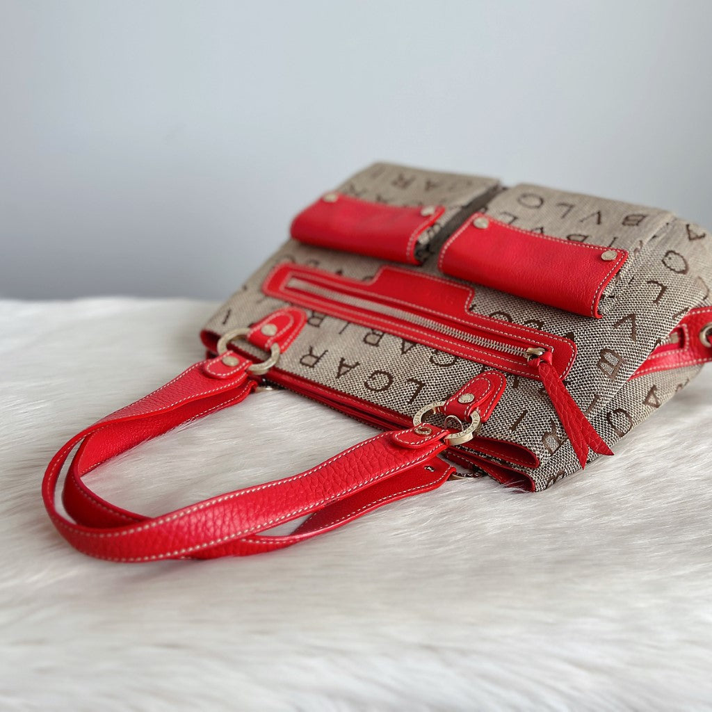 Bvlgari Strawberry Leather Monogram Becky Shoulder Bag