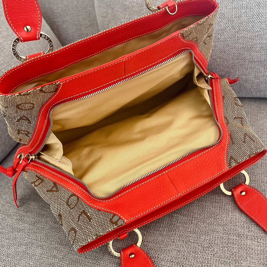 Bvlgari Strawberry Leather Monogram Becky Shoulder Bag