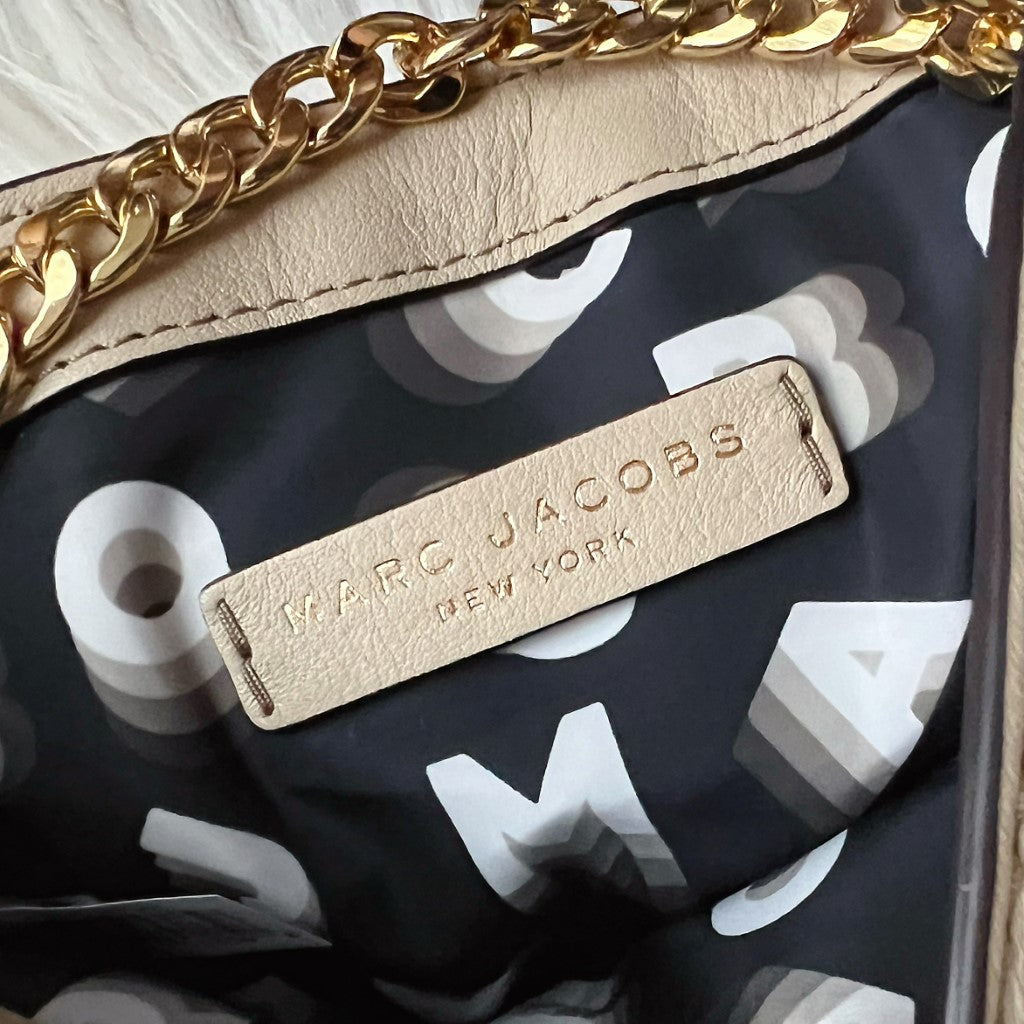 Marc Jacobs Beige Leather Gold Chain Crossbody Shoulder Bag