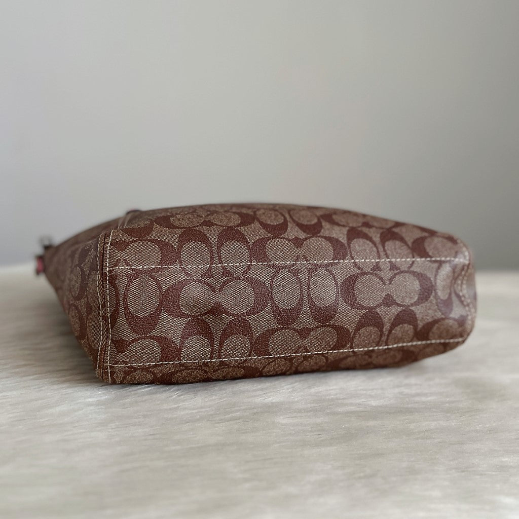 Coach Pink Leather Monogram 2 Way Shoulder Bag Like New