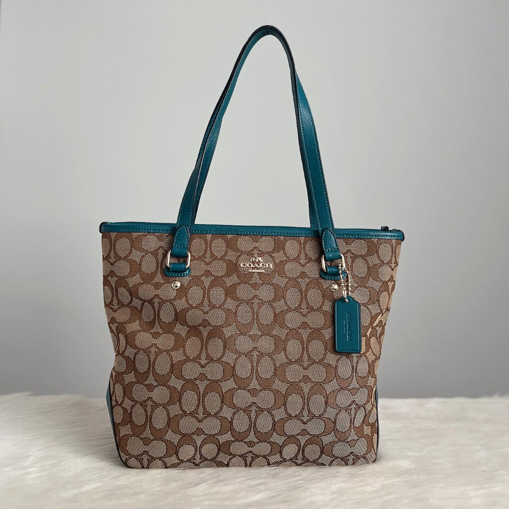 Coach Leather Monogram Patchwork Shopper Shoulder Bag
