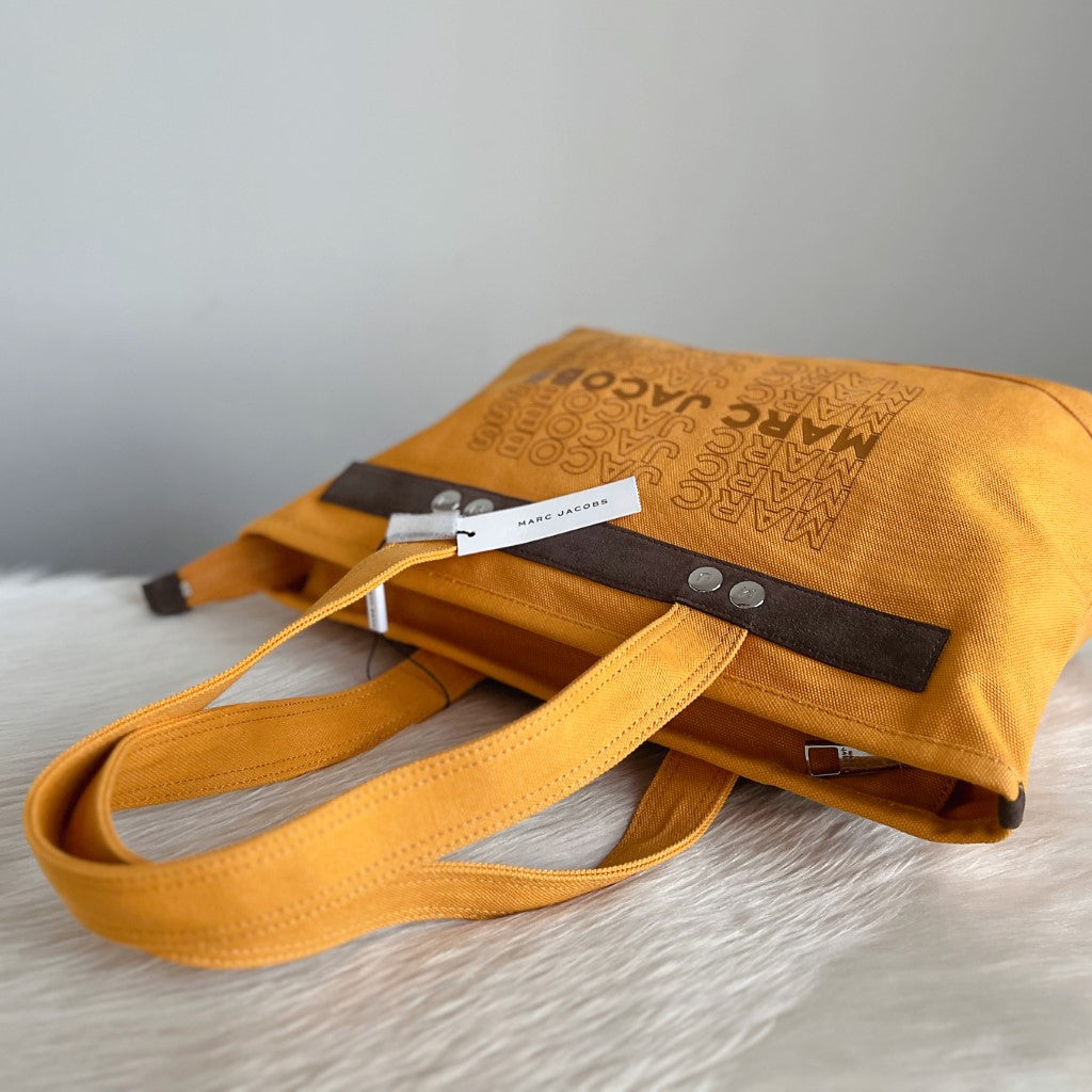 Marc Jacobs Mustard Canvas Front Pattern Shoulder Bag New with Tags