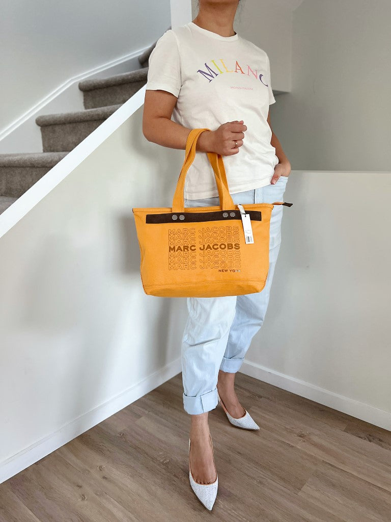 Marc Jacobs Mustard Canvas Front Pattern Shoulder Bag New with Tags