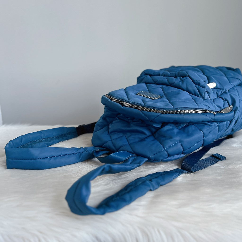 Marc Jacobs Blue Front Compartment Quilted Backpack
