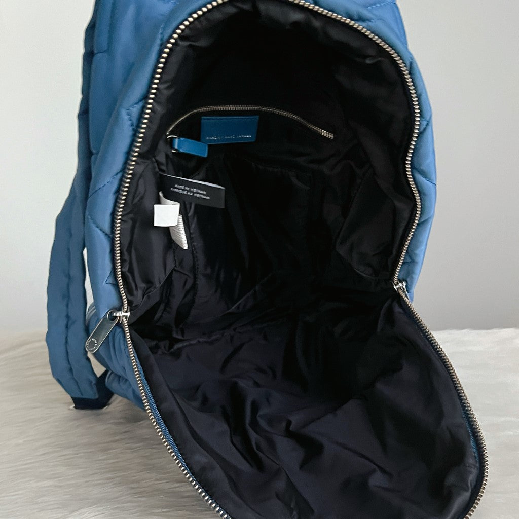 Marc Jacobs Blue Front Compartment Quilted Backpack
