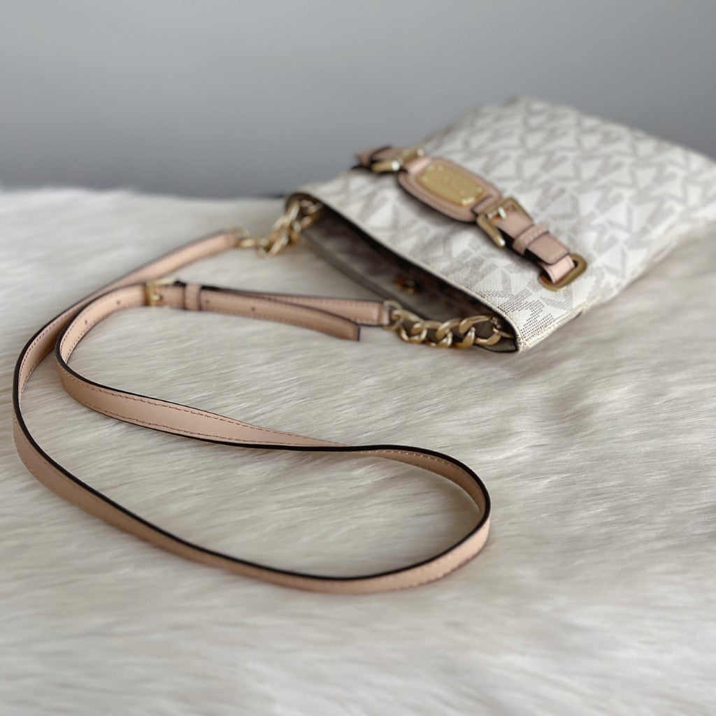 Michael Kors Monogram Front Buckle Detail Crossbody Shoulder Bag