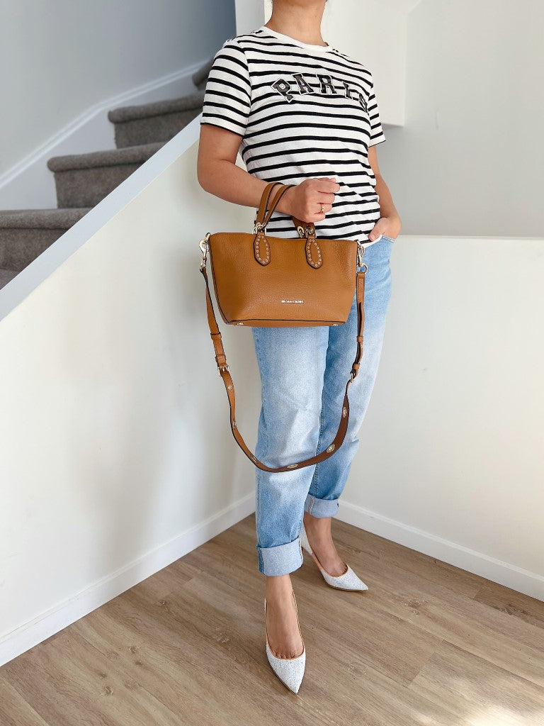 Michael Kors Caramel Leather Gold Stud Detail 2 Way Shoulder Bag Excellent