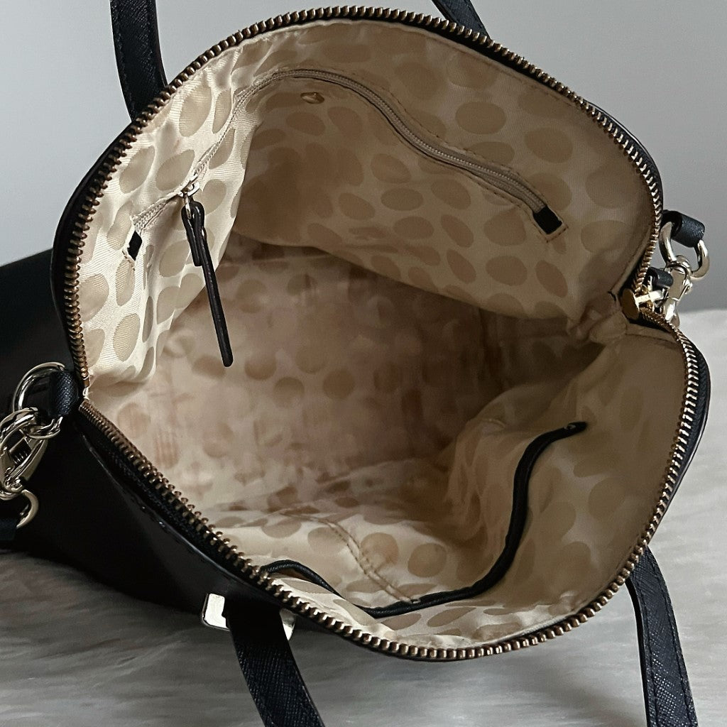 Kate Spade Black Leather Front Logo 2 Way Shoulder Bag