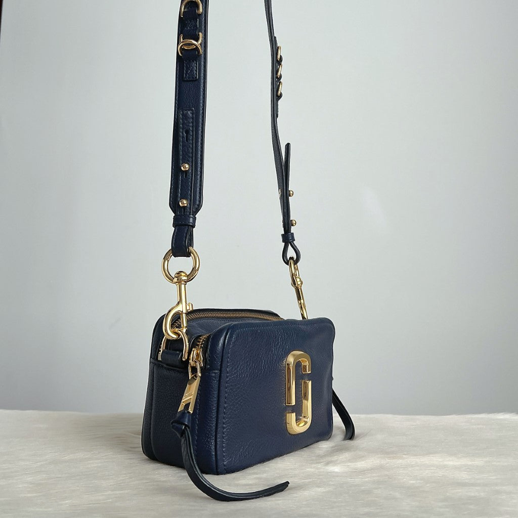 Marc Jacobs Navy Leather Camera Crossbody Shoulder Bag Excellent