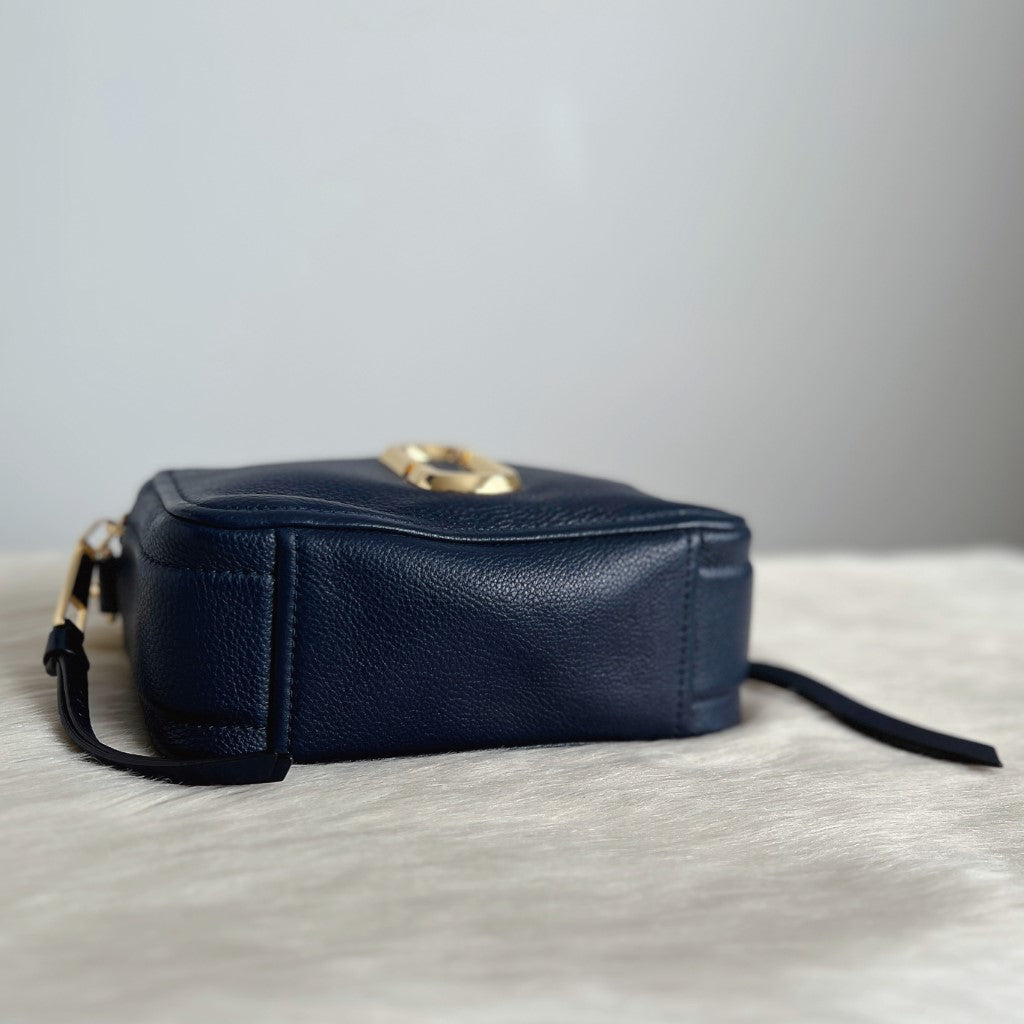 Marc Jacobs Navy Leather Camera Crossbody Shoulder Bag Excellent