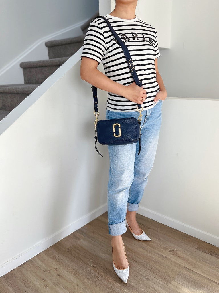 Marc Jacobs Navy Leather Camera Crossbody Shoulder Bag Excellent