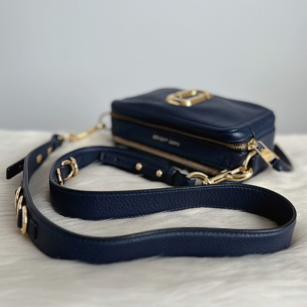 Marc Jacobs Navy Leather Camera Crossbody Shoulder Bag Excellent