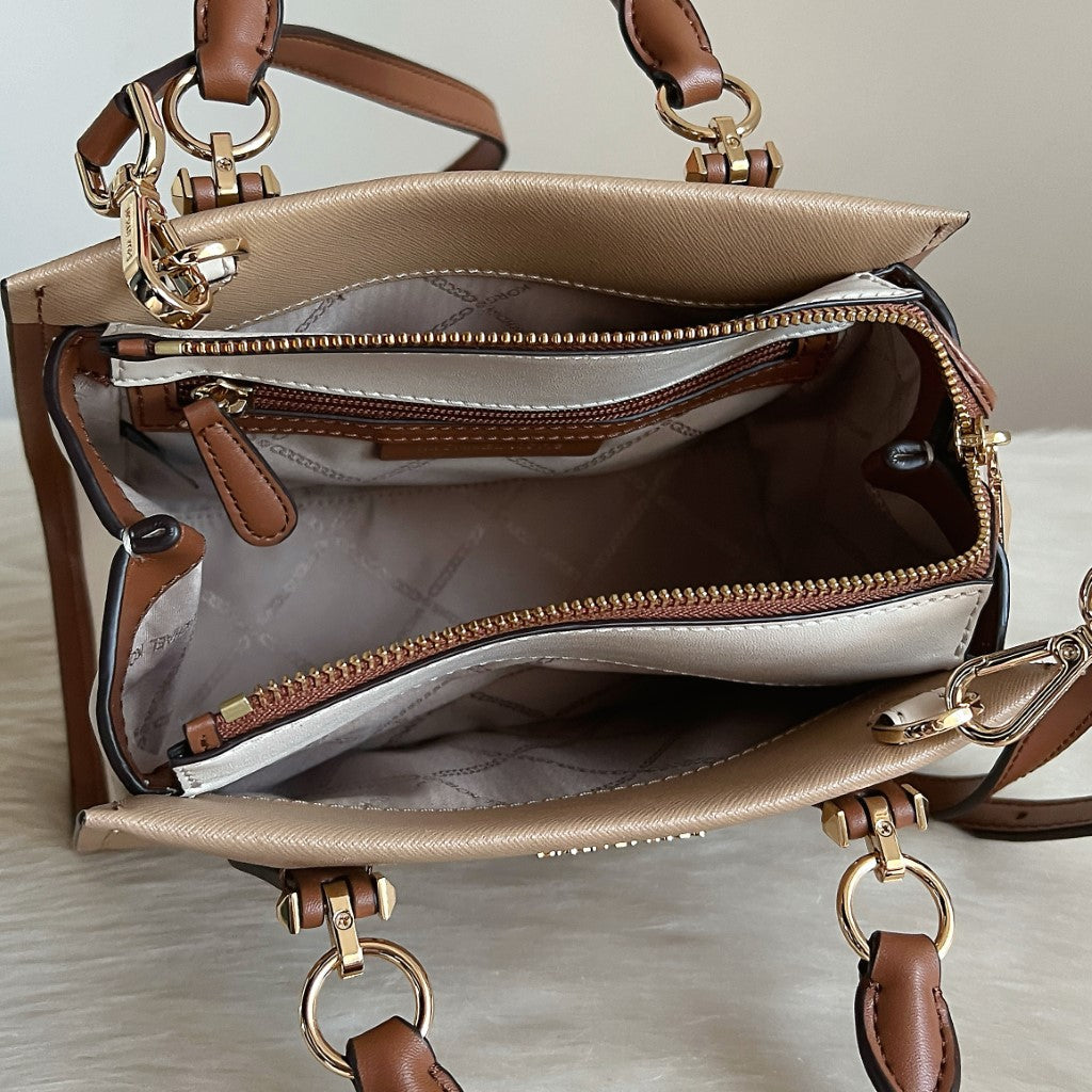 Michael Kors Tri-Tone Leather Triple Compartment 2 Way Shoulder Bag Like New