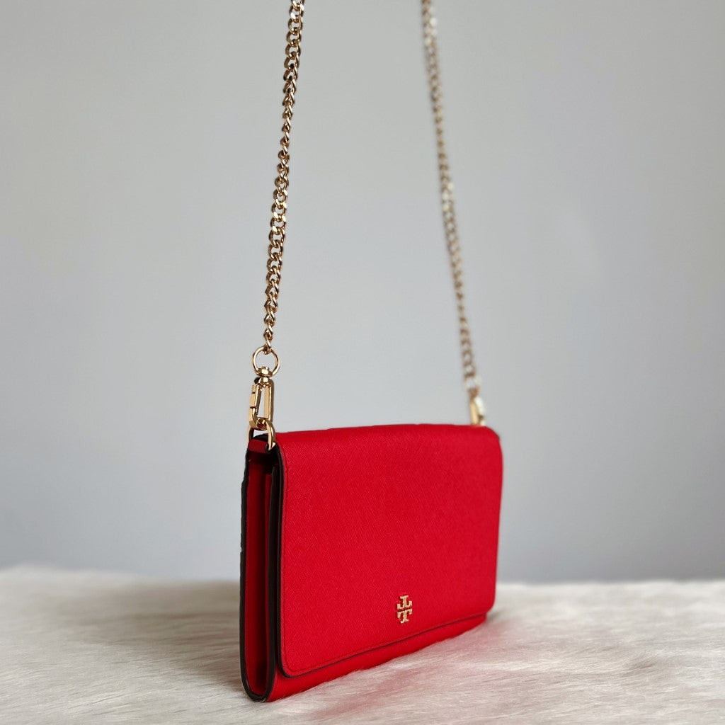Tory Burch Red Leather Small Crossbody Shoulder Bag Excellent